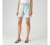 Pantalones cortos altos holgados en mezcla de lino Mujer Talla 26 US (36). Color Azul