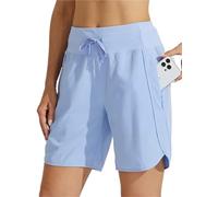 Pantalones Cortos Atléticos De 7 Entrepierna for Mujer, for Correr, con Banda Alta, Transpirables, Rápidos, Ligeros(Sky-Blue,XX-Large)