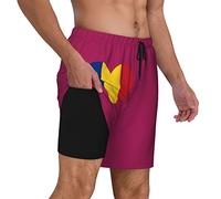 Pantalones Cortos Bandera De Amor De Rumania Bañador Hombre Casuales Shorts De Baño Elástico Short Deportivo para Correr Natación Vacaciones XXL