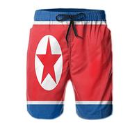 Pantalones Cortos Bandera De Corea del Norte Bañador Hombre Secado Rápido Shorts De Baño Casuales Short Deportivo para Deporte Piscina Viajes L