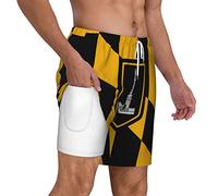 Pantalones Cortos Bandera De La Ciudad De Baltimore Swim Trunks Transpirable Short Deportivo Deportes Bañador Hombre para Piscina Vacaciones Playa M
