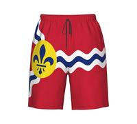 Pantalones Cortos Bandera De La Ciudad De San Luis Shorts De Baño Elástico Bañador Hombre Cómodo Short Deportivo para Playa Vacaciones Correr S