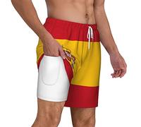 Pantalones Cortos Bandera Española Blanca Short Deportivo Casuales Swim Trunks Elástico Bañador Hombre para Playa Surferos Deporte S