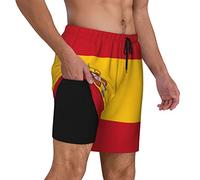 Pantalones Cortos Bandera Española Negra Swim Trunks Secado Rápido Short Deportivo Casuales Shorts De Baño para Deporte Piscina Vacaciones 3XL