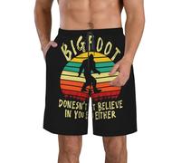 Pantalones Cortos Bigfoot Camping Tampoco Cree En Ti Bañador Hombre Cómodo Short Deportivo Elástico Swim Trunks para Correr Playa Piscina L