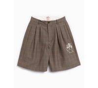 Pantalones cortos Brain Dead x Brooks Brothers Houndstooth Plaid Pleated para hombre Marrón 28