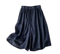Pantalones Cortos Capri Holgados, Pierna Ancha, Cintura Alta, fluidos, Playa Verano Mujer