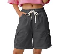 Pantalones Cortos Cargo Casuales de Pierna Ancha con Bolsillos y Cintura elástica, para niñas de 5 a 16 años en Temporada veraniega