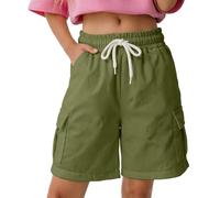 Pantalones Cortos Cargo Casuales de Pierna Ancha con Bolsillos y Cintura elástica, para niñas de 5 a 16 años en Temporada veraniega