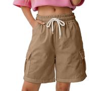 Pantalones Cortos Cargo Casuales de Pierna Ancha con Bolsillos y Cintura elástica, para niñas de 5 a 16 años en Temporada veraniega
