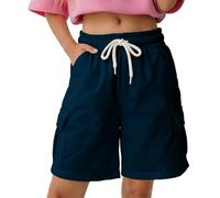 Pantalones Cortos Cargo Casuales de Pierna Ancha con Bolsillos y Cintura elástica, para niñas de 5 a 16 años en Temporada veraniega
