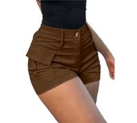 Pantalones Cortos Cargo de Cintura Alta for Mujer, Pantalones con Botones y Bolsillo Solapa Lateral, Culottes elásticos, Ropa Calle Informal Verano