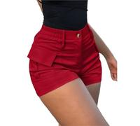 Pantalones Cortos Cargo de Cintura Alta for Mujer, Pantalones con Botones y Bolsillo Solapa Lateral, Culottes elásticos, Ropa Calle Informal Verano