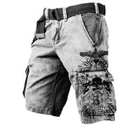 Pantalones Cortos Cargo Hombre Algodón, Pantalon Corto Deporte Hombre Verano,de Mitología con Diseño 3D y Múltiples Bolsillos Funcionales para Aventuras Exteriores Pantalón Shorts