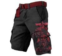 Pantalones Cortos Cargo Hombre Algodón, Pantalon Corto Deporte Hombre Verano,de Mitología con Diseño 3D y Múltiples Bolsillos Funcionales para Aventuras Exteriores Pantalón Shorts