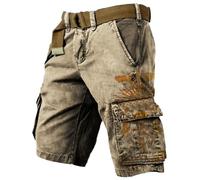Pantalones Cortos Cargo Hombre Algodón, Pantalon Corto Deporte Hombre Verano,de Mitología con Diseño 3D y Múltiples Bolsillos Funcionales para Aventuras Exteriores Pantalón Shorts