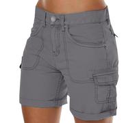 Pantalones Cortos Cargo Mujers Verano Ligeros Elasticos Shorts Pantalón de Trabajo Pantalón de Cintura Alta Deportivo para Senderismo Trekking con Múltiples Bolsillos