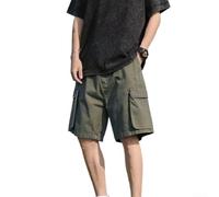 Pantalones cortos cargo para hombre, ajuste holgado, con múltiples bolsillos, pantalones de trabajo de verano, transpirables, pierna recta, longitud a la rodilla, pantalones casuales, negro, beige