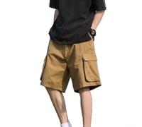 Pantalones cortos cargo para hombre, ajuste holgado, con múltiples bolsillos, pantalones de trabajo de verano, transpirables, pierna recta, longitud a la rodilla, pantalones casuales, negro, beige