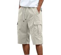 Pantalones cortos cargo para hombre, al aire libre, varios bolsillos, verano, cómodos, ligeros, transpirables, informales, tiempo libre, beige, S