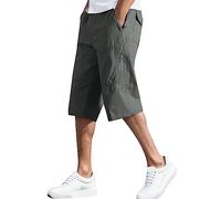 Pantalones Cortos Cargo para Hombre,con Varios Bolsillos de Senderismo Color sólido versátil Escalada Técnicos Cintura Elástica Ajustable Montaña Ropa Hombre