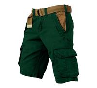 Pantalones cortos cargo para hombre, de algodón, elásticos, holgados, anchos, para senderismo, con varios bolsillos, transpirables, cómodos, informales, para primavera, verano, exteriores, @05 Dark