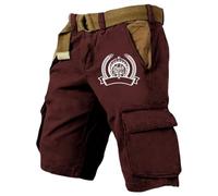 Pantalones cortos cargo para hombre, informales, con estampado Oktoberfest, transpirables, cómodos, elásticos, para uso diario, deportes, actividades al aire libre, Vino, S