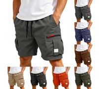 Pantalones cortos cargo para hombre, pantalones cortos de verano, pantalones cortos de trabajo, de algodón, holgados, para senderismo, monocolor, para el tiempo libre, para correr, pantalones cortos