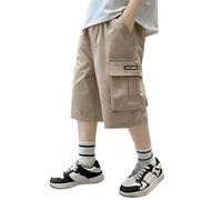 Pantalones Cortos Cargo para niños y niños, Pantalones Cortos elásticos Informales para, Pantalones Cargo para Exteriores Camisetas 5 Invierno Ropa Deporte 9