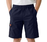 Pantalones Cortos Cargo Tipo Jogger de Sarga elástica para niños y niñas, con Bolsillos, válidos también como Uniforme Escolar.
