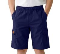 Pantalones Cortos Cargo Tipo Jogger de Sarga elástica para niños y niñas, con Bolsillos, válidos también como Uniforme Escolar.