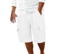 Pantalones cortos casuales de algodón y lino para hombre, pantalones cortos de trabajo para verano, playa, retro, deportivos, pantalones cortos transpirables para hombre, blanco, XXL