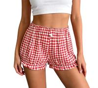 Pantalones Cortos Casuales de con y Patchwork, Holgados, con Bolsillos y Botones al Frente, para Uso doméstico, básicos y versátiles.