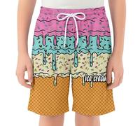 Pantalones Cortos Casuales de Verano con Estampado de Hielo para niñas, con Bolsillos, Tejido de Malla Transpirable, un Atuendo Divertido y cómodo para niños pequeños. Lavable a máquina