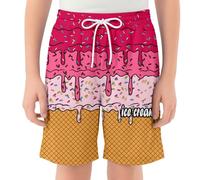 Pantalones Cortos Casuales de Verano con Estampado de Hielo para niñas, con Bolsillos, Tejido de Malla Transpirable, un Atuendo Divertido y cómodo para niños pequeños. (5-6 Years)