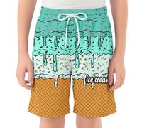 Pantalones Cortos Casuales de Verano con Estampado de Hielo para niñas, con Bolsillos, Tejido de Malla Transpirable, un Atuendo Divertido y cómodo para niños pequeños. (Mint Green, 11-12 Years)
