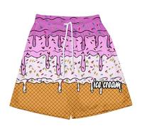 Pantalones Cortos Casuales de Verano con Estampado de Hielo para niñas, con Bolsillos, Tejido de Malla Transpirable, un Atuendo Divertido y cómodo para niños pequeños. Lavable a máquina