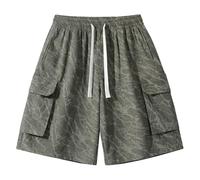 Pantalones cortos casuales de verano para hombre con estampado en toda la superficie, ligeros, para deportes al aire libre y ocio, verano, Ejercito Verde, M