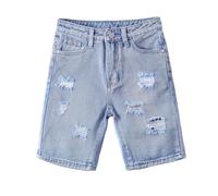 Pantalones Cortos Casuales de Verano para niños, Ropa de Calle Moderna, de Mezclilla desgastada, Cintura elástica, cómodos, Holgados, para Jugar al Libre, Viajar y Fiestas.#231