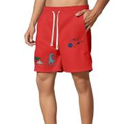 Pantalones cortos casuales para hombre con estampado de dinosaurios, verano, cómodos, holgados, unisex, 5, para uso diario, deportes, actividades al aire libre, rojo, 3XL