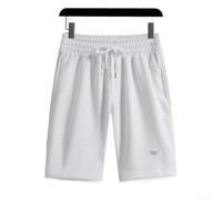 Pantalones cortos casuales para hombre con estructura de gofre, diseño falso de dos piezas, corte recto hasta la rodilla, para verano, poliéster, en varios colores, dos piezas falsas (4XL blanco)