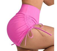 Pantalones cortos casuales para mujer, cintura alta, moldeadores de melocotón, correr, yoga, verano, playa, rosa, M