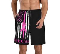 Pantalones Cortos Cinta De Concientización sobre El Cáncer De Mama Guerrera, Bandera Rosa Short Deportivo Cómodo Swim Trunks Ajustable Bañador Hombre para Correr Natación Piscina S
