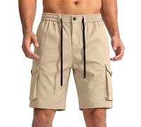 Pantalones Cortos cómodos para Hombres Anti-Arrugas y fácil de cuidar no se deforma con Lavados versátil Looks para Todo Tipo de Ocasiones（Caqui；L）