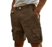 Pantalones Cortos cómodos para Hombres Anti-Arrugas y fácil de cuidar no se deforma con Lavados versátil para múltiples Looks para Todo Tipo de Ocasiones（Café；XXL）