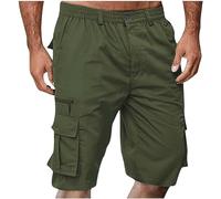 Pantalones Cortos cómodos para Hombres Anti-Arrugas y fácil de cuidar no se deforma con Lavados versátil para múltiples Looks para Todo Tipo de Ocasiones（Verde；S）