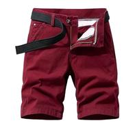 Pantalones Cortos cómodos para Hombres Anti-Arrugas y fácil de cuidar no se deforma con Lavados versátil para múltiples Looks para Todo Tipo de Ocasiones（Rojo；6XL）_1