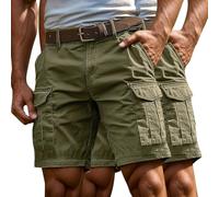 Pantalones Cortos cómodos para Hombres Anti-Arrugas y fácil de cuidar no se deforma con Lavados versátil para múltiples Looks para Todo Tipo de Ocasiones（Ejercito Verde；L）_1