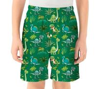 Pantalones Cortos con Dinosaurios para Juego Diario Tela Transpirable Cintura Elástica Ideal Vacaciones Actividades Exteriores (Green, 5-6 Years)