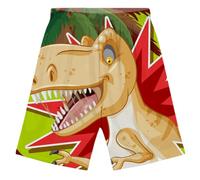 Pantalones Cortos con Dinosaurios para Niños Juego Activo Verano Tejido Cintura Elástica Ropa Cómoda Casual Vacaciones (Khaki, 7-8 Years)